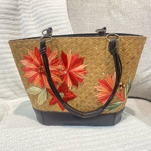 Floral Embroidered Tote Bag